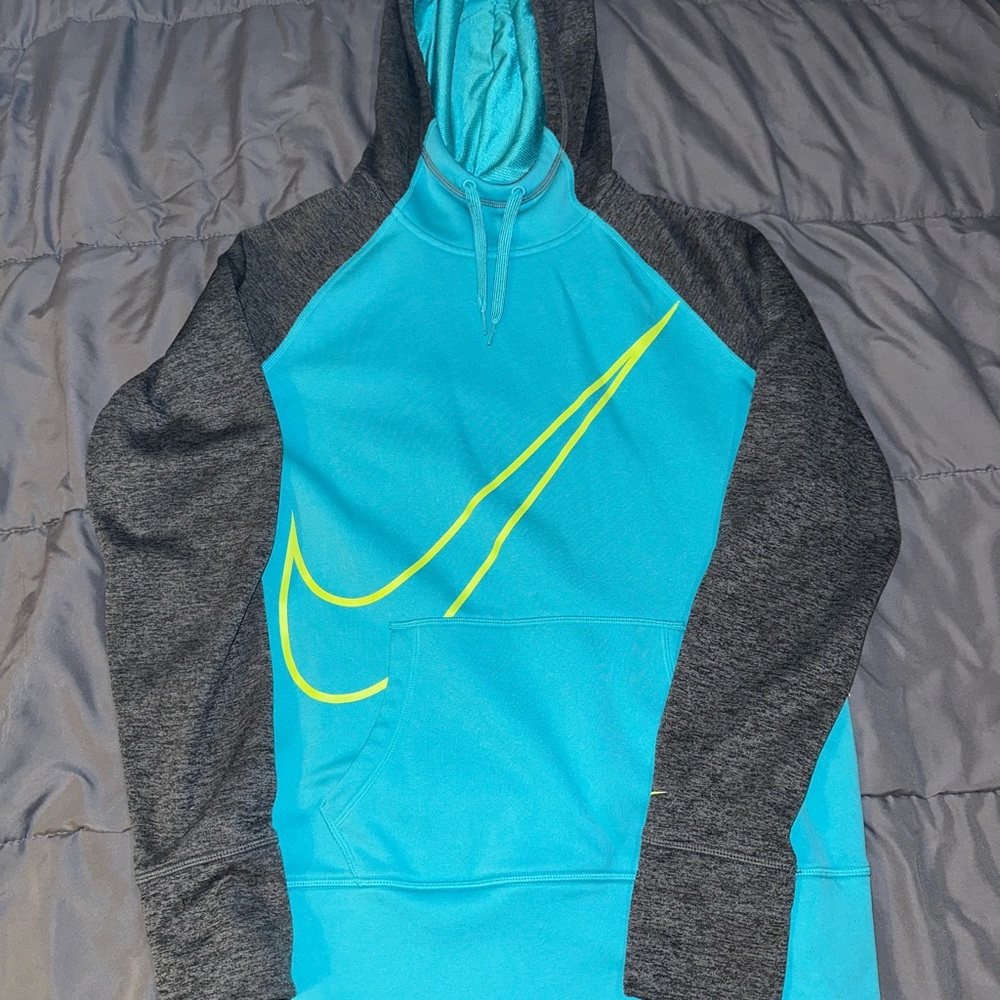 Nike Teal and Gray Therma-Fit Hoodie